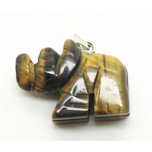 Rhinoceros Shape Yellow Tiger eye Pendant